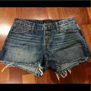 Lucky Brand Boho "The Cut Off" Button Fly Denim Jean Fringe Shorts 4/26 4 26